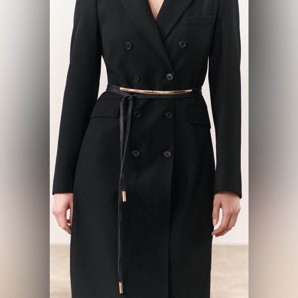 BRAND NEW ZARA Black Leather wrap around BELT Gold Accent minimalistic fashion